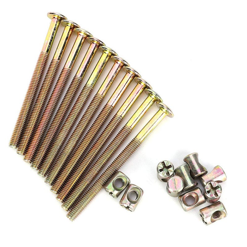 Chazcool 10 Pack M6 X 100mm Barrel Bolt Nuts, Cross Dowel Set for Furniture Cots Beds Chair Crib Spare Connector Parts(100mm) - Image 1